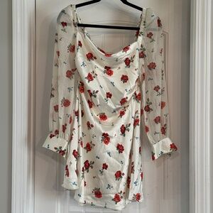 Satiny floral mini dress